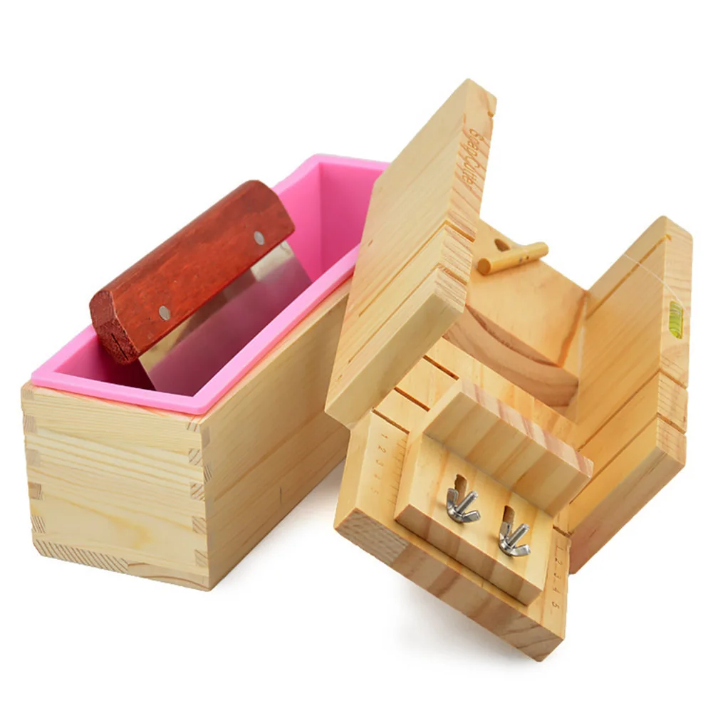 

Newly Loaf Soap Mould Silicone Wooden Mold Soap Making Tools Slicer Cutter DIY Carfts