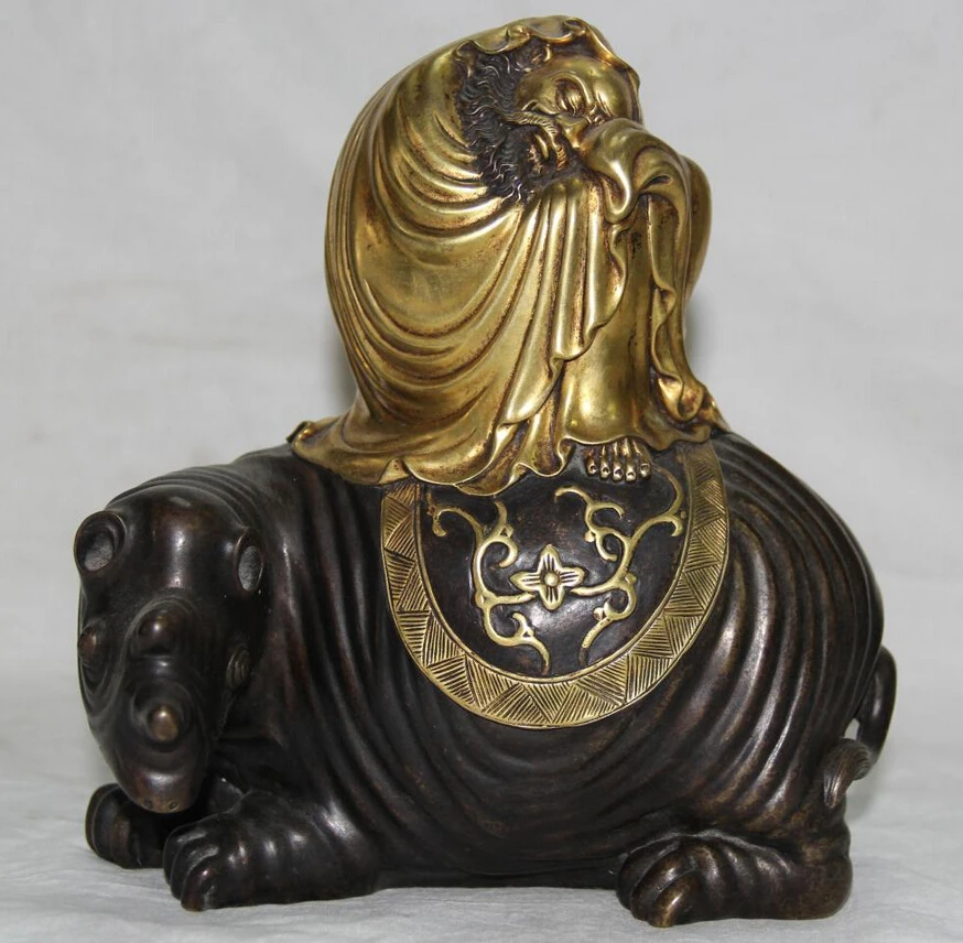 

USPS to USA S2228 10" Chinese Bronze 24K Gold Gilt Arhat Damo Bodhidharma Dharma Buddha Statue (B0328)