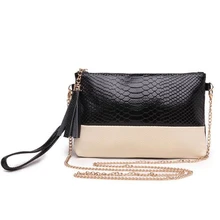 2020 Top bolso de cuero para mujer bolso largo Vintage negro y blanco mensajero bolso de moda estándar cartera cadena bolso sac KY-441