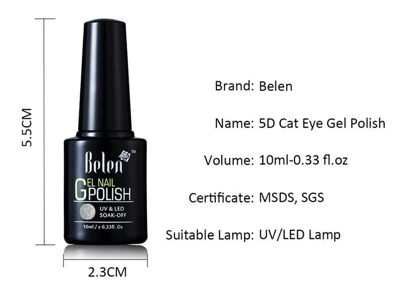 Belen 5D Магнитный Гель-лак для ногтей "кошачий глаз", замачиваемый УФ светодиодный Гель-лак для дизайна ногтей, грунтовка, Гель-лак для салонного маникюра, 10 мл