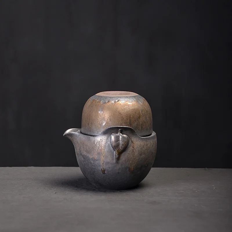 Золотой TANGPIN Японский керамический заварочный чайник листьев gaiwan чашки ручной работы портативный путешествия чай Комплект - Цвет: Золотой