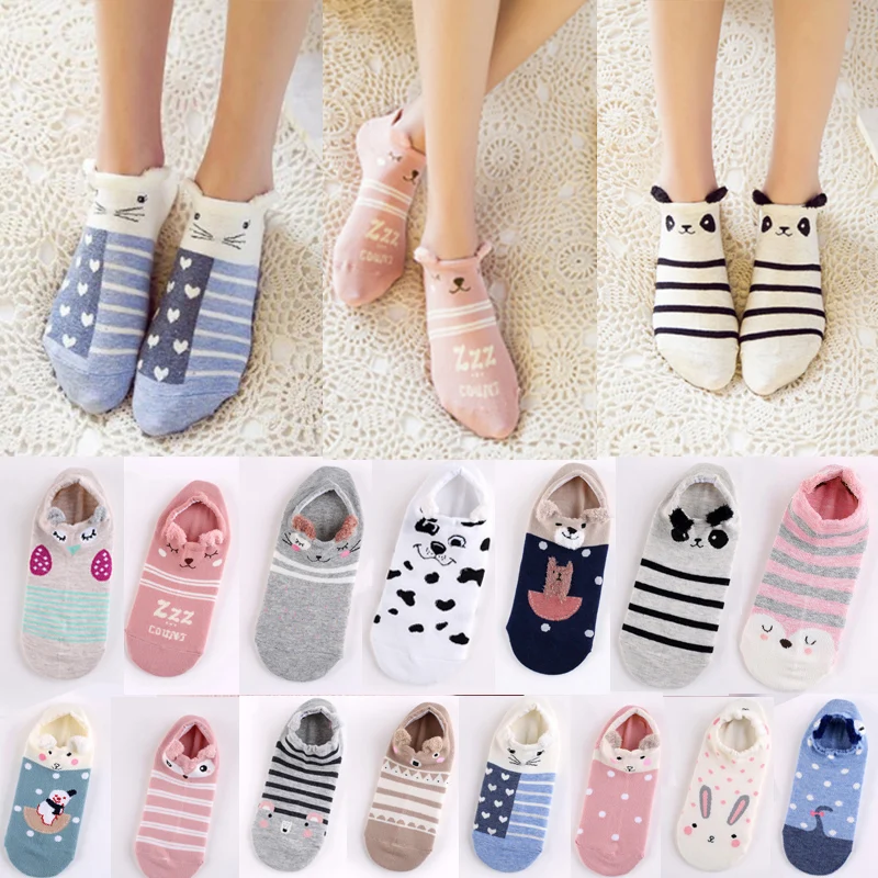 1 пара женские хлопковые короткие Носки с рисунком животных|ankle socks|short sockssoft socks |