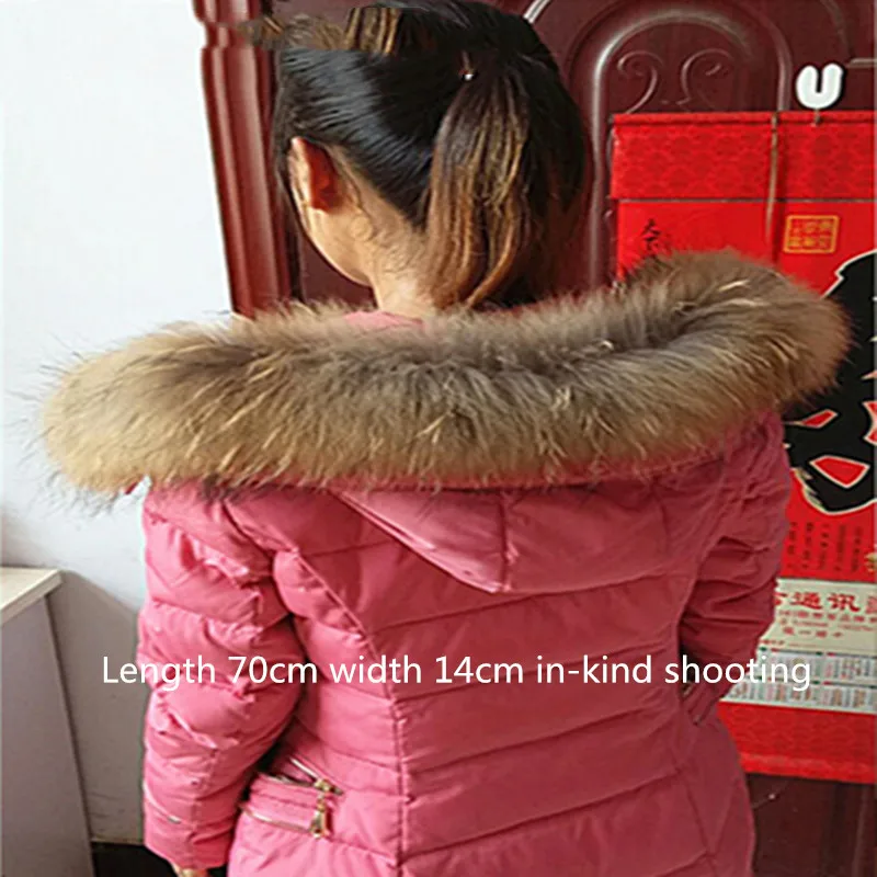 

Winter raccoon fur collar warm scarf ladies straight detachable natural raccoon fur scarf collar accessories 70cm*14cm