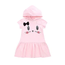 

Baby Girls Dresses Clothes 2018 Fashion Kids Girls Dresses for Girl Short Sleeve Cartoon Mouse Hooded Dress Children's Clothing