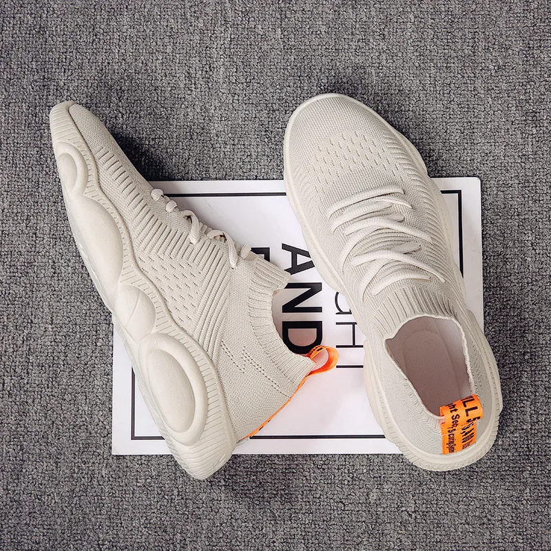 

New Brand Men Shoes Lightweight White Sock Sneakers Black Breathable Lace Up Mesh Casual Shoes for Adult Sneakers Male Krasovki