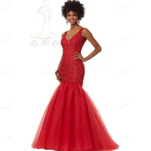 Kristall Perlen Robe De Soiree 2017 Lange Formale Nixe-abschlussball Sexy Party Abendkleider Vestido De Festa