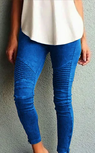 Повседневные узкие эластичные брюки, джинсы с эффектом пуш-ап, Стрейчевые брюки, джинсы с высокой талией, джинсы размера плюс, узкие укороченные брюки-карандаш - Цвет: Синий