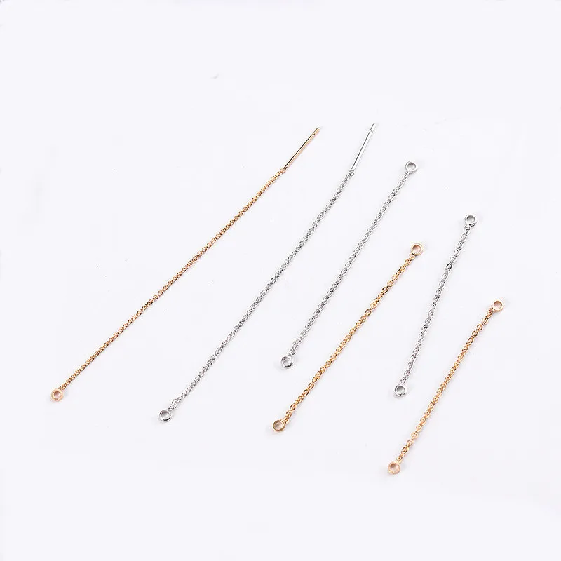 

SEA MEW 20 PCS 44mm 54mm 84mm Length Rhodium Gold Earrings Accessories Chain Connector Long Ear Wire For Jewelry Making