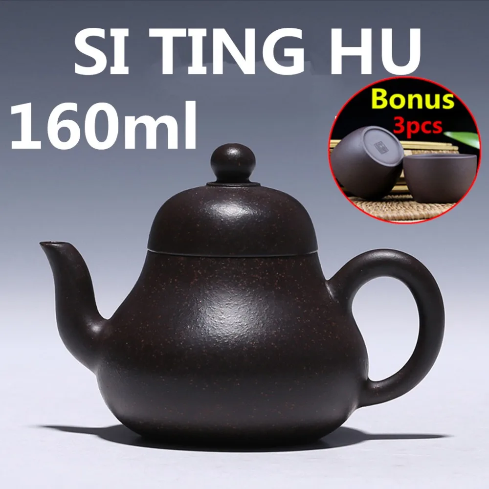 

Chinese Handmade Purple Clay Teapot 160ml Oriental Tea Pots ZiSha Tea Set Pot Ceramic Tea Set With Gift Box 3 Tea Cups Bonus