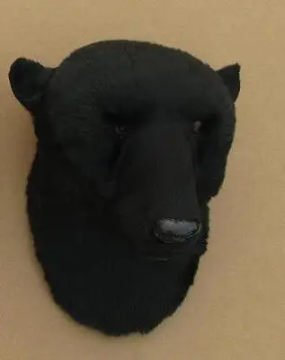 Около 19x20 см голова черного медведя жесткая модель пластик и меха моделирование голова медведя стены pandent, игрушка для декорирования квартиры подарок s2289