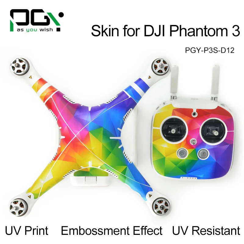 

PGY   Sticker for DJI Phantom 3 Drone parts  Decal Skin Waterproof 3M Exterior Remote Controller Wrap skins decals