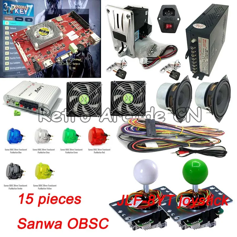 Набор DIY высокого качества с Пандора коробка 6/7 3D 1300/2362 в 1 PCB Sanwa JLF-8YT джойстик OBSC-30 кнопка для аркадной игровой машины - Цвет: Pandora 7 kit