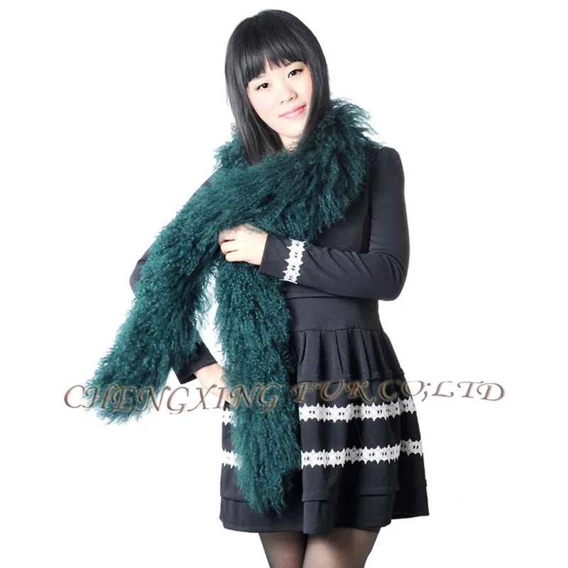 CX-S-101 для женщин Горячая натуральная ручная вязка мех монгольского ягнёнка длинный шарф~ Прямая