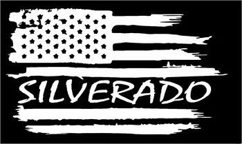 

(2Pcs) American flag Silverado Chevy vinyl sticker decal 26.5x12.5cm