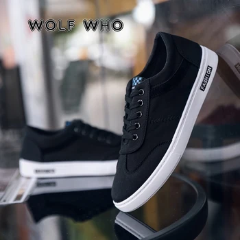 

WOLF WHO 2020 Men Casual Canvas Shoes Fashion Solid color Sneakers Trainers Shoes Male Flats Shoes Chaussures pour hommes X-089