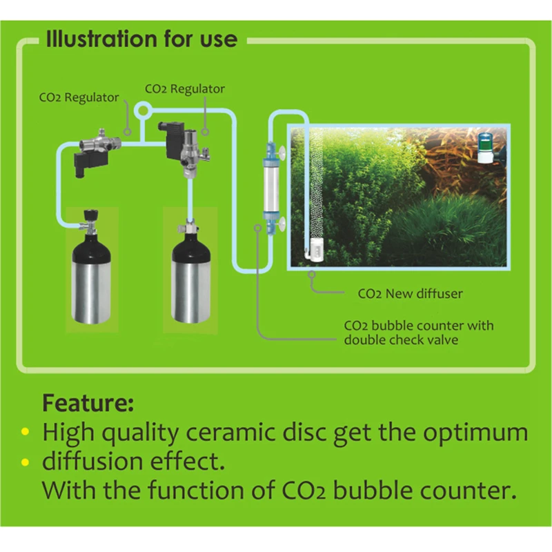Мини акриловый цилиндрический СО2 диффузор с функцией счетчика пузырей 2 в 1 для нано аквариума аквариум вода трава