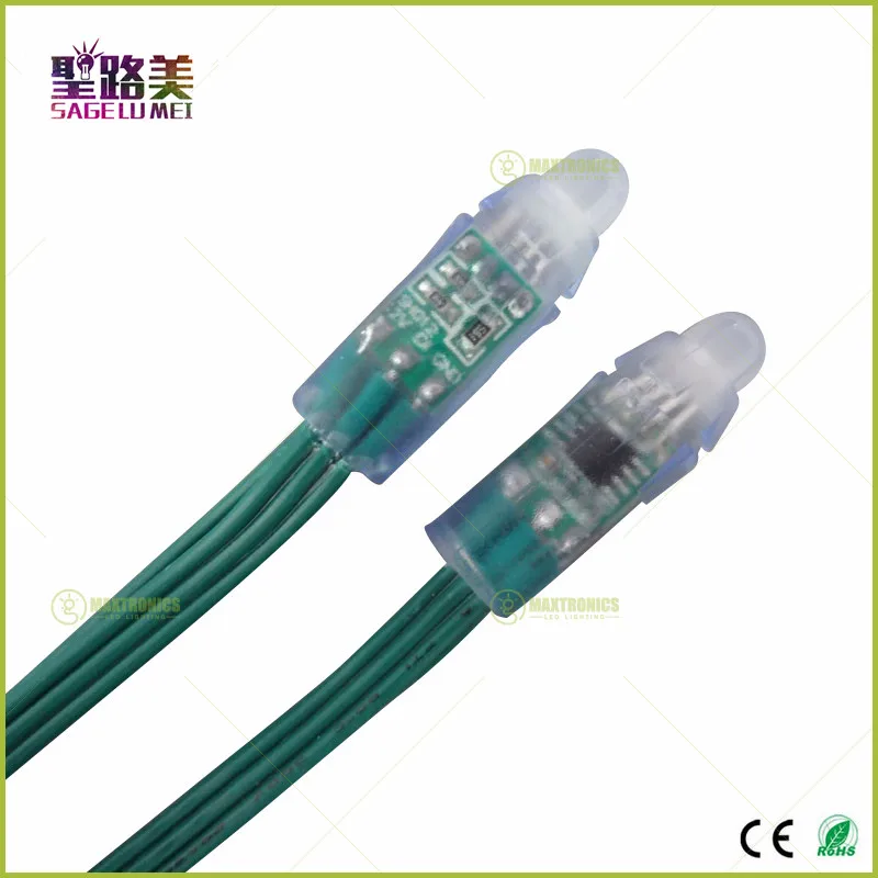 100 шт. полноцветный DC5V/DC12V 12 мм WS2811 IC RGB светодиодный модуль шнура зеленый провод водонепроницаемый IP68 цифровой светодиодный светильник