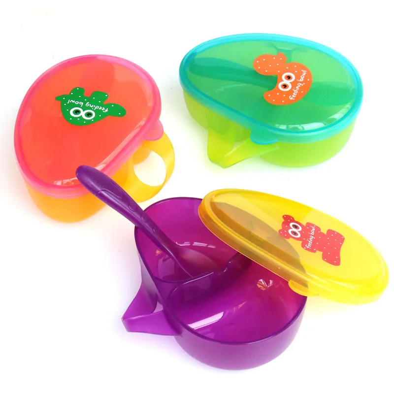 

Portable Food Storage Containers Baby Dishes Infant Kids Learning Feeding Bowl with Spoon for Children Feeding Tableware