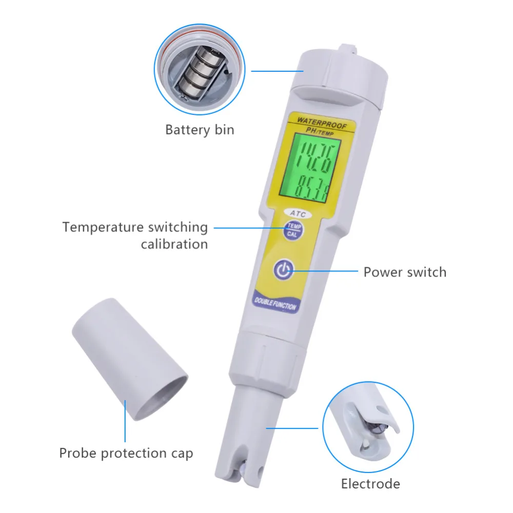 Высокая точность ручка ATC рН-метр анализатор качества воды Водонепроницаемый кислотность оборудование электрод метр для аквариума бассейн спа PH-618