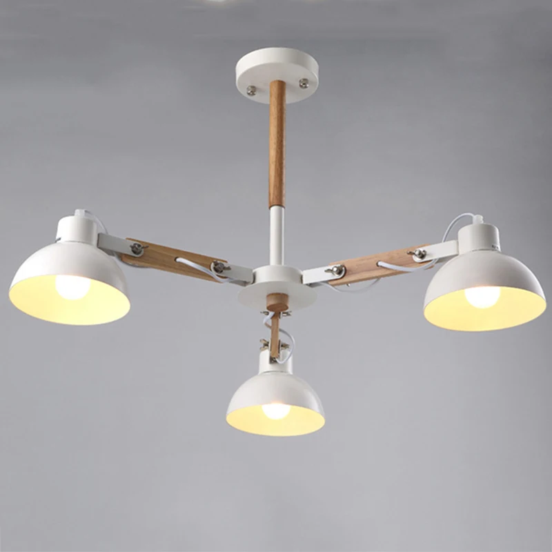  Nordic creative extension rubber wood E27 led ceiling chandelier for kitchen living room bedroom st - 32960401725