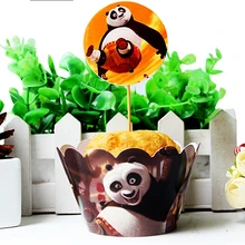 24 шт.(12 шт. обертка+ 12 шт. Топпер) панда кекс обертка День рождения украшения сувениры