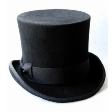 17 cm (6,67 zoll) schwarz 100% Wolle Frauen Männer Top Hut Chapeau Fedora Hut Fühlte Vintage Trational Partei Kirche Hüte DIY Steampunk Hut