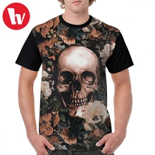 Skull T Shirt Floral And Skull II T-Shirt Plus size Mens Graphic Tee Shirt Streetwear Awesome Graphic Short Sleeve Tshirt short sleeve floral graphic tee