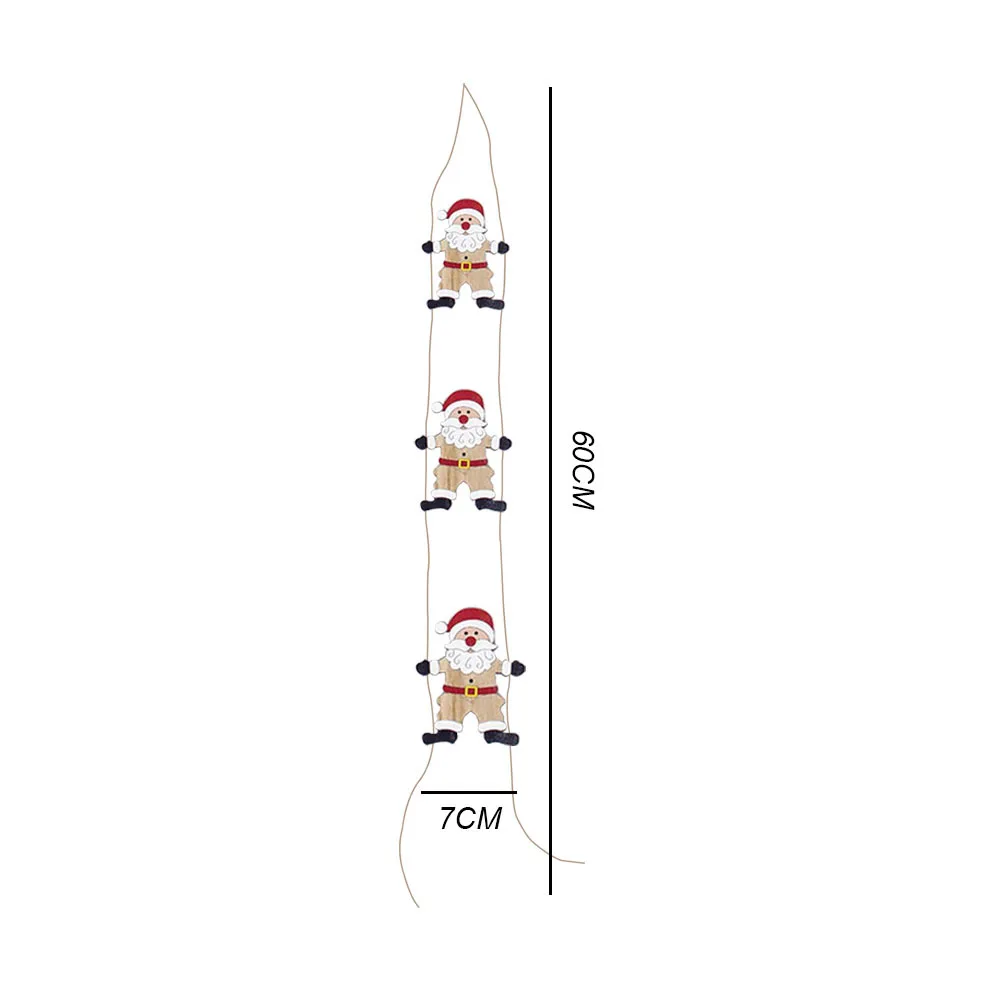 Рождественская деревянная длинная веревочная подвеска Санта-Клаус Снеговик Лось расписанная Деревянная открытка Рождественская елка Креативный орнамент