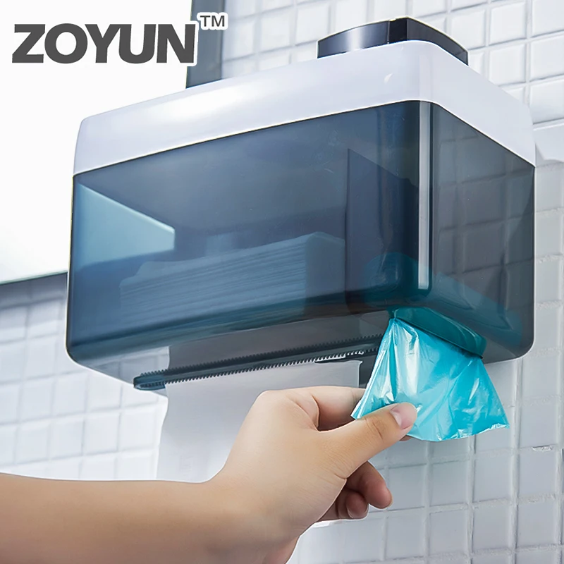 

Waterproof Toilet Paper Holder Wall Mounted Mobile Phone Tissue Towel Rack Plastic Garbage Bag Roll Box Bathroom Accessories