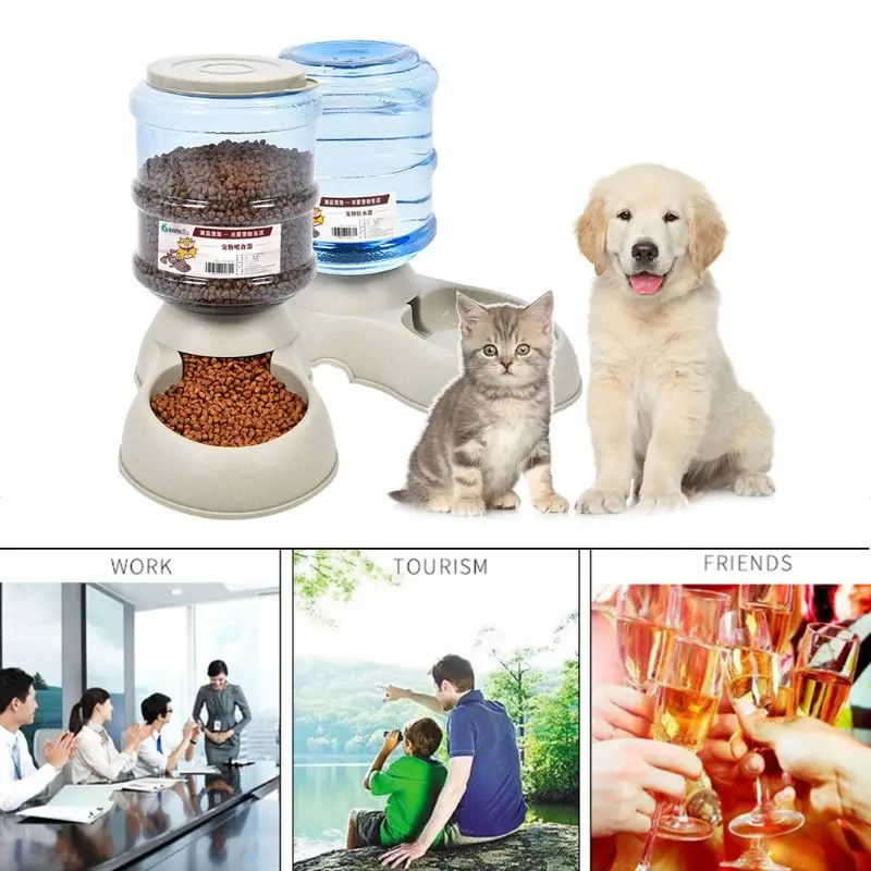 Перерабатываемая Нетоксичная 3.7л вместительная, пластиковая автоматическая кормушка для кошек и собак, дозатор чаши для домашних животных, самораспределяемая Гравитация
