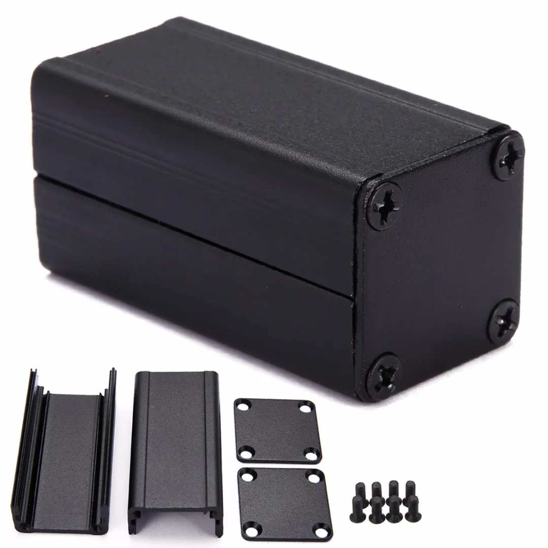 Extruded Aluminum Electronic Project Box Black DIY Power Supply Units Enclosure Case 50*25*25mm