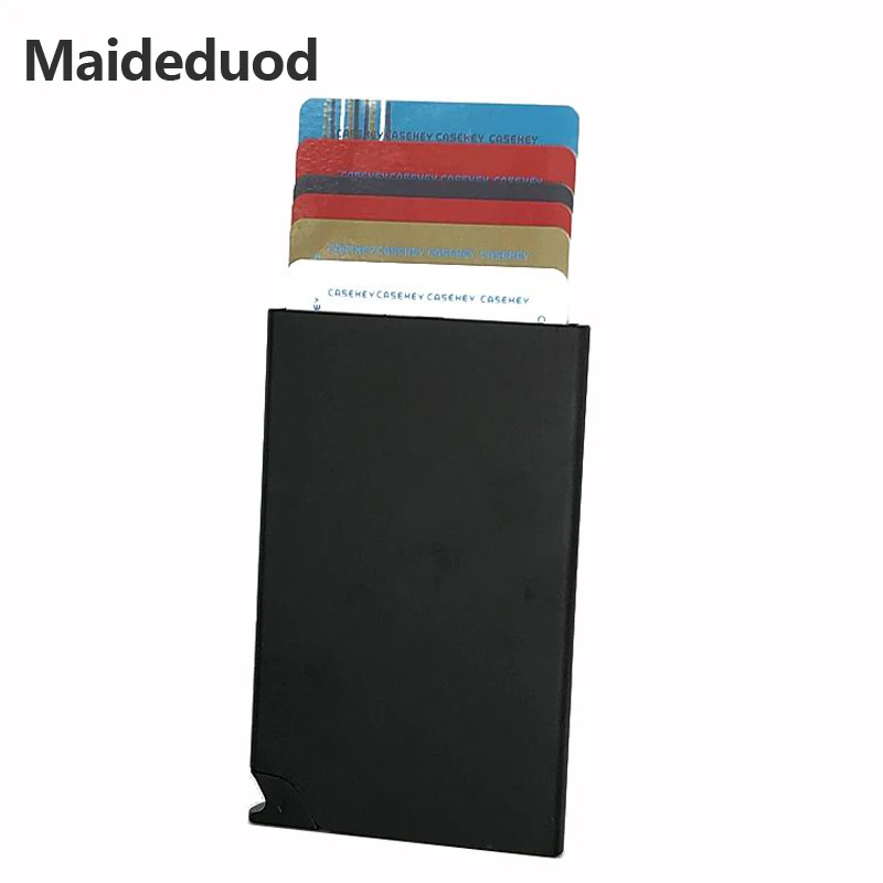 

Maideduod New Brand Credit Card Holders RFID Aluminum Alloy Card Case Bank Card Wallet Popup Automatically Colourful Card Box