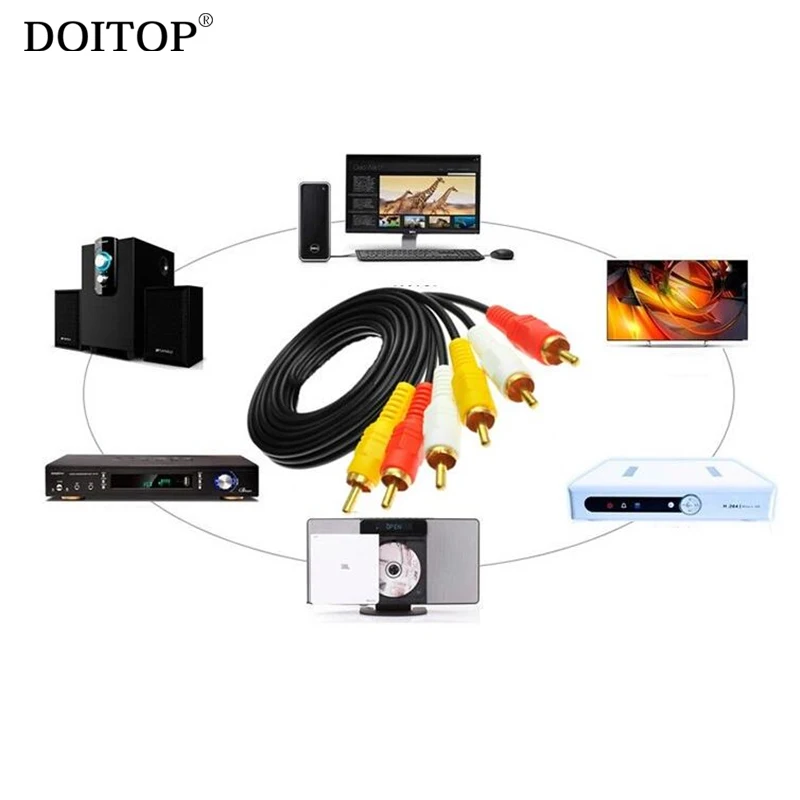 DOITOP TV Cable 3RCA Male to 3 RCA Male Audio font b Video b font AV