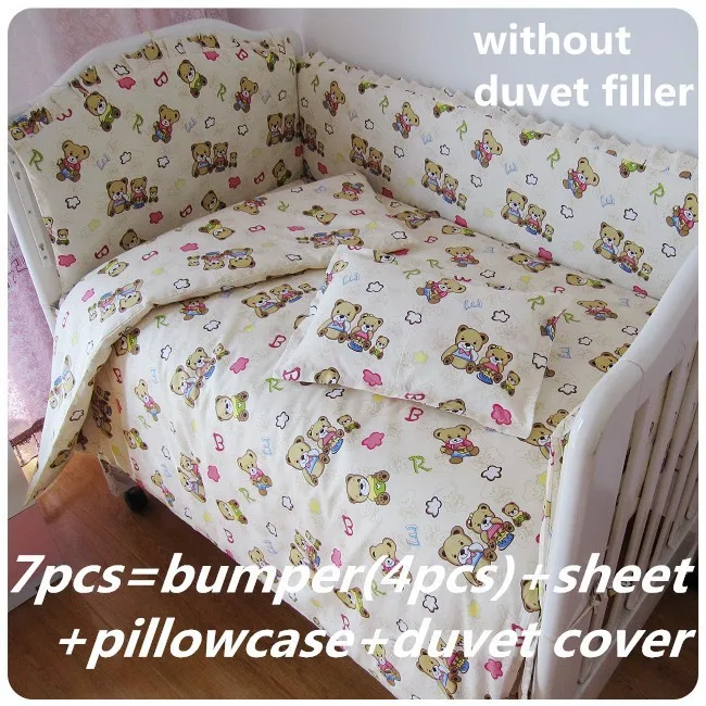

Promotion! 6/7PCS baby bedding set baby girl crib bedding set cartoon , 120*60/120*70cm