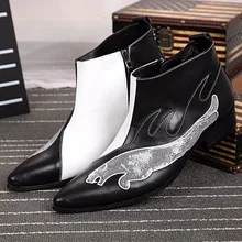 Hohe Qualität Pailletten Spitz Reißverschluss Stiefeletten Männer Fashion Plus Size Kurze Stiefel Party Hochzeit Leder Schuhe Size38-46