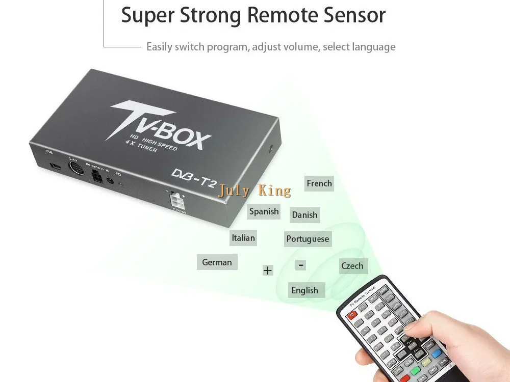 Четыре антенны DVB-T2 Автомобильный цифровой HD ТВ приемник, DVB-T2 приемник HDMI ТВ тюнер Поддержка 160 км/ч MPEG-1/-2/-4, декодер H.264