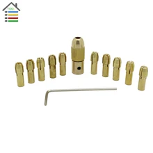 12pc/Set Micro Brass Collet Replaceable for Twist Drill Chuck Set Dremel Rotary Tools 0.5-3mm fit 3.17mm Motor Shaft