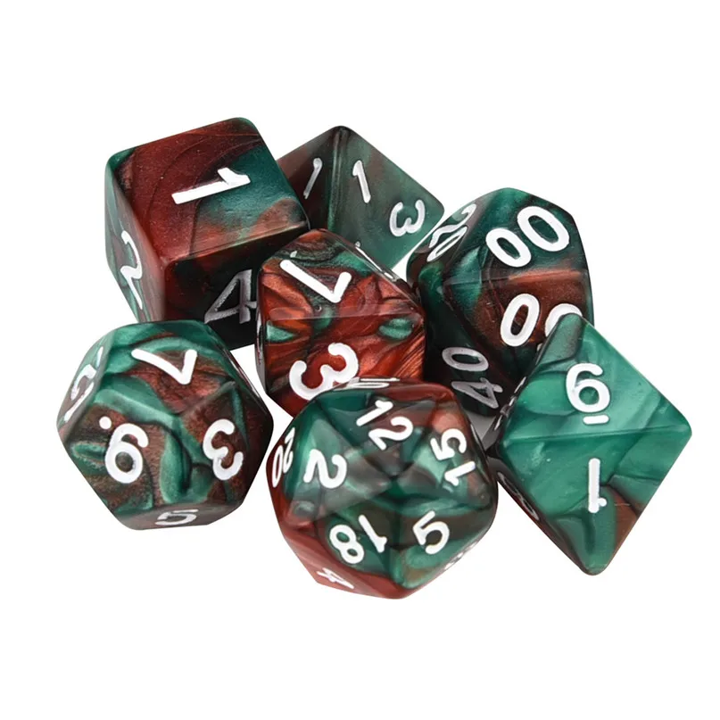 7pcs / Set TRPG Game Dice Dungeons & Dragons Polyhedral D4-D20 Multi Sided Acrylic Dice Christmas party entertainment supplies
