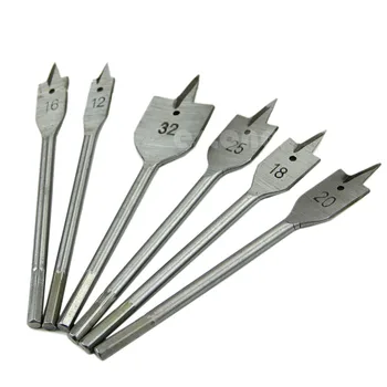 

6pc Industrial Spade Paddle Flat Wood Drilling Boring Bit Center Drill Bits Hand Tools