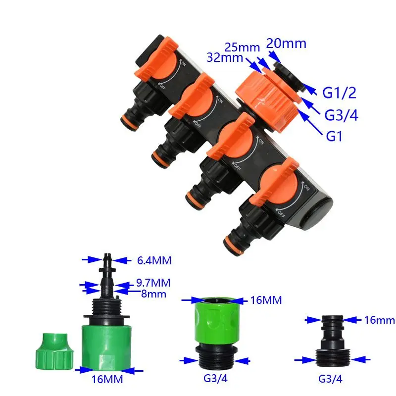 Капельного полива и орошения 1/4 дюймовый для садового шланга делитель воды 4 Коснитесь сад крана 8/11 4/7 шланг адаптер для орошения краны-1 шт