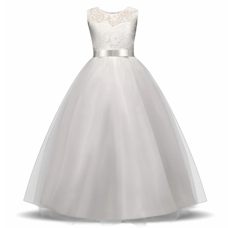 kids white long dress