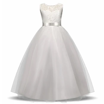 

Elegant Flower Girl Dress Teenage White Formal Prom Gown for Wedding Kids Girls Long Dresses Children Clothing New Tutu Princess