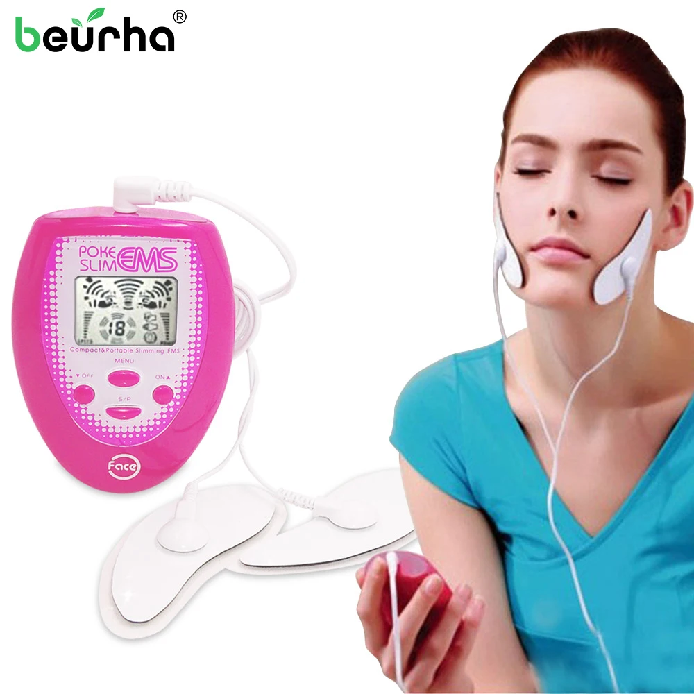 

Electric Facial Massage Electronic Muscle Stimulation + 2pcs Electrode Face Sticker +2 Cheek Sticker Face Massager Slimming Tool