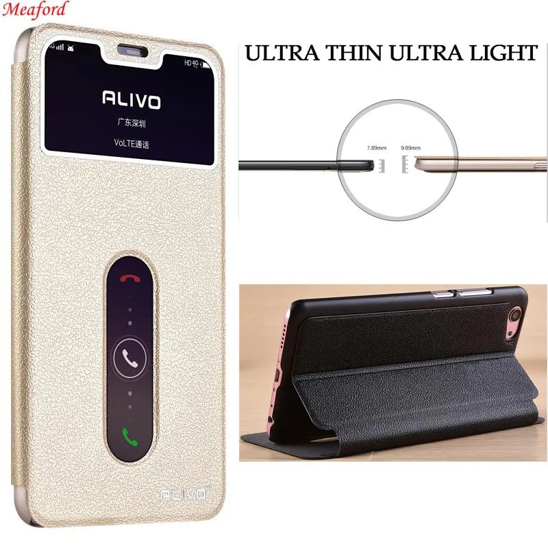 

6.22" leather case for vivo Y81 case cover quick window view flip phone case for vivo Y81 Y 81 leather cover stand coque fundas