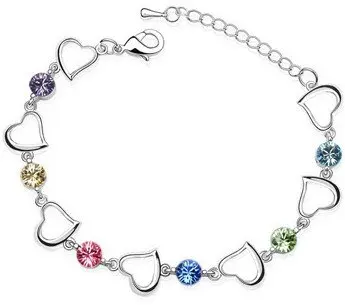 

Free shipping gift bags Wholesale Hotselling Austria crystal single heart Bracelet Zircon Alloy plated white K jewelry set 4078
