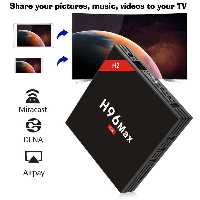 H96 Max H2 Smart Android 7.1 TV Box RK3328 Quad Core 4K VP9 H.265 HDR10 USB3.0 4GB / 64GB Miracast DLNA WiFi LAN HD Media Player