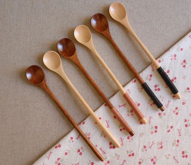 

1PC Long High Quality Creatively Wood Ladle Eco-friendly Coffee Stirrer Long Handle Spoon Tableware Coffee Tea Spoon LC 003