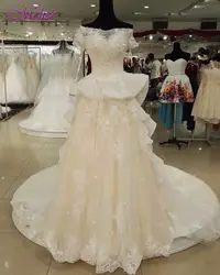 Melice Великолепные Аппликации короткий рукав кружево до А-силуэта свадебное платье 2019 бисером Лодка шеи принцесса свадебное платье Vestido de Noiva