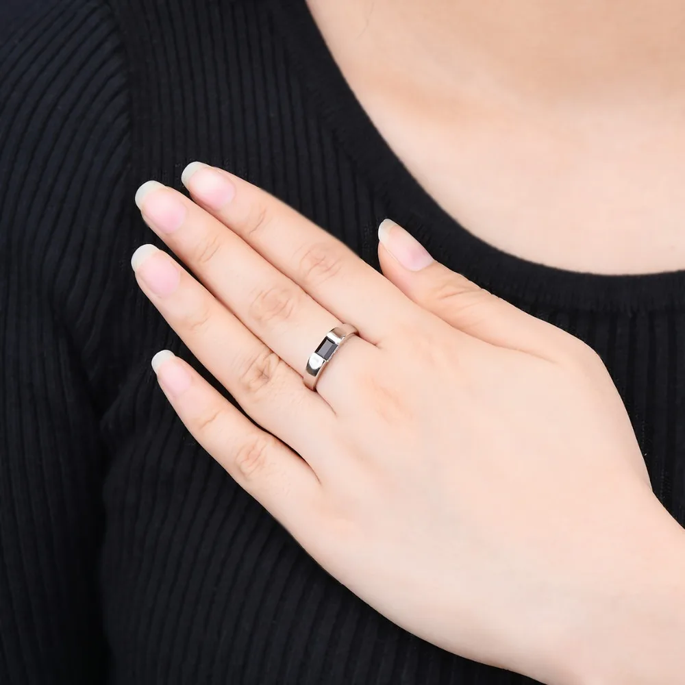 HUTANG, кольцо с натуральным драгоценным камнем для женщин и мужчин, 0.68ct, Черный гранат, 925 серебряные кольца, изумрудная огранка, хорошее ювелирное изделие для лучшего подарка