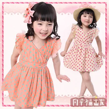 

Anlencool 2020 High quality children dress dot chiffon new Kids Korean models baby dress baby girl clothing free shipping